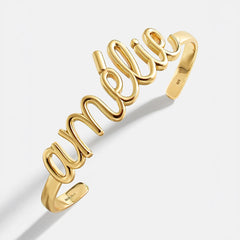 14K Gold Custom Nameplate Cuff Bracelet - 14K Gold