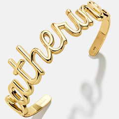 14K Gold Custom Nameplate Cuff Bracelet - 14K Gold