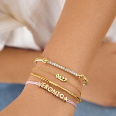 14K Gold Block Font Custom Number Bracelet - Block Font Numbers
