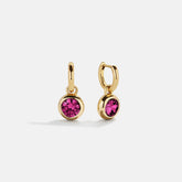 18K Gold Birthstone Drop Earrings - Rose