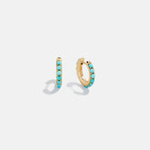 14K Gold Semi-Precious Huggie Earrings - Turquoise