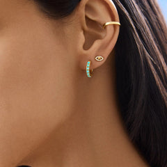 14K Gold Semi-Precious Huggie Earrings - Turquoise