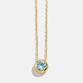 14K Gold Birthstone Pendant Necklace - Aquamarine