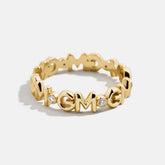 14K Gold Custom Nameplate Ring - 14K Gold. Pavé Cubic Zirconia Stones