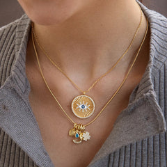 18K Gold Evil Eye Reversible Pendant Necklace - Evil Eye