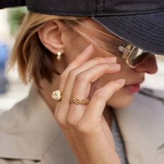 18K Gold Smiley Pavé Ring - Smiley Face