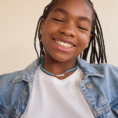 Beaded Kids' Custom Nameplate Necklace - Turquoise