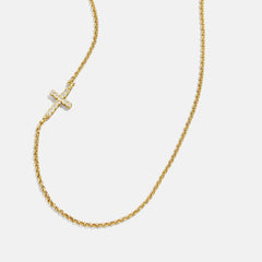 18K Gold Asymmetrical Cross Necklace - Cross