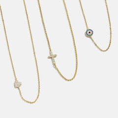 18K Gold Asymmetrical Cross Necklace - Cross