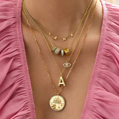 18K Gold Fire Reversible Pendant Necklace - Navy