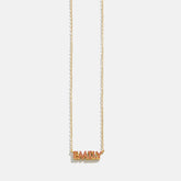 14K Gold Birthstone Custom Nameplate Necklace - Garnet