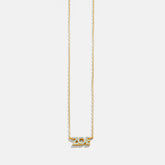 14K Gold Birthstone Custom Nameplate Necklace - Aquamarine