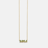 14K Gold Birthstone Custom Nameplate Necklace - Emerald