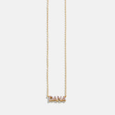 14K Gold Birthstone Custom Nameplate Necklace - Light Amethyst