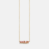 14K Gold Birthstone Custom Nameplate Necklace - Ruby