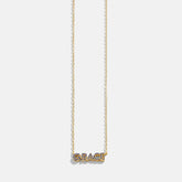 14K Gold Birthstone Custom Nameplate Necklace - Sapphire