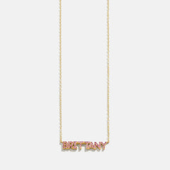 14K Gold Birthstone Custom Nameplate Necklace - Rose
