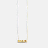 14K Gold Birthstone Custom Nameplate Necklace - Topaz
