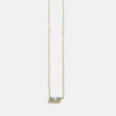 14K Gold Birthstone Custom Nameplate Necklace - Blue Zircon