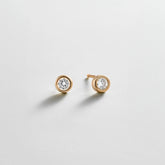 Annabeth 14K Gold Stud Earrings - Round Stone
