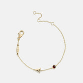 14K Gold Initial Birthstone Custom Bracelet - Garnet