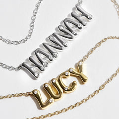 14K Gold Custom Nameplate Necklace - Bubble