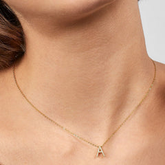 14K Gold Diamond Initial Necklace
