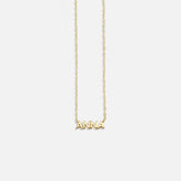 14K Gold Custom Nameplate Necklace - Mini Block
