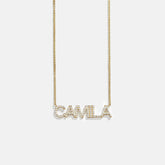 14K Gold Custom Nameplate Necklace - Block