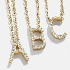 14K Gold Diamond Initial Necklace