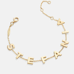 14K Gold Custom Spaced Letter Name Bracelet - 14K Gold