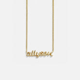14K Gold Custom Nameplate Necklace - 3D Script