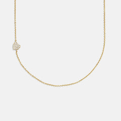 18K Gold Asymmetrical Heart Necklace - Heart