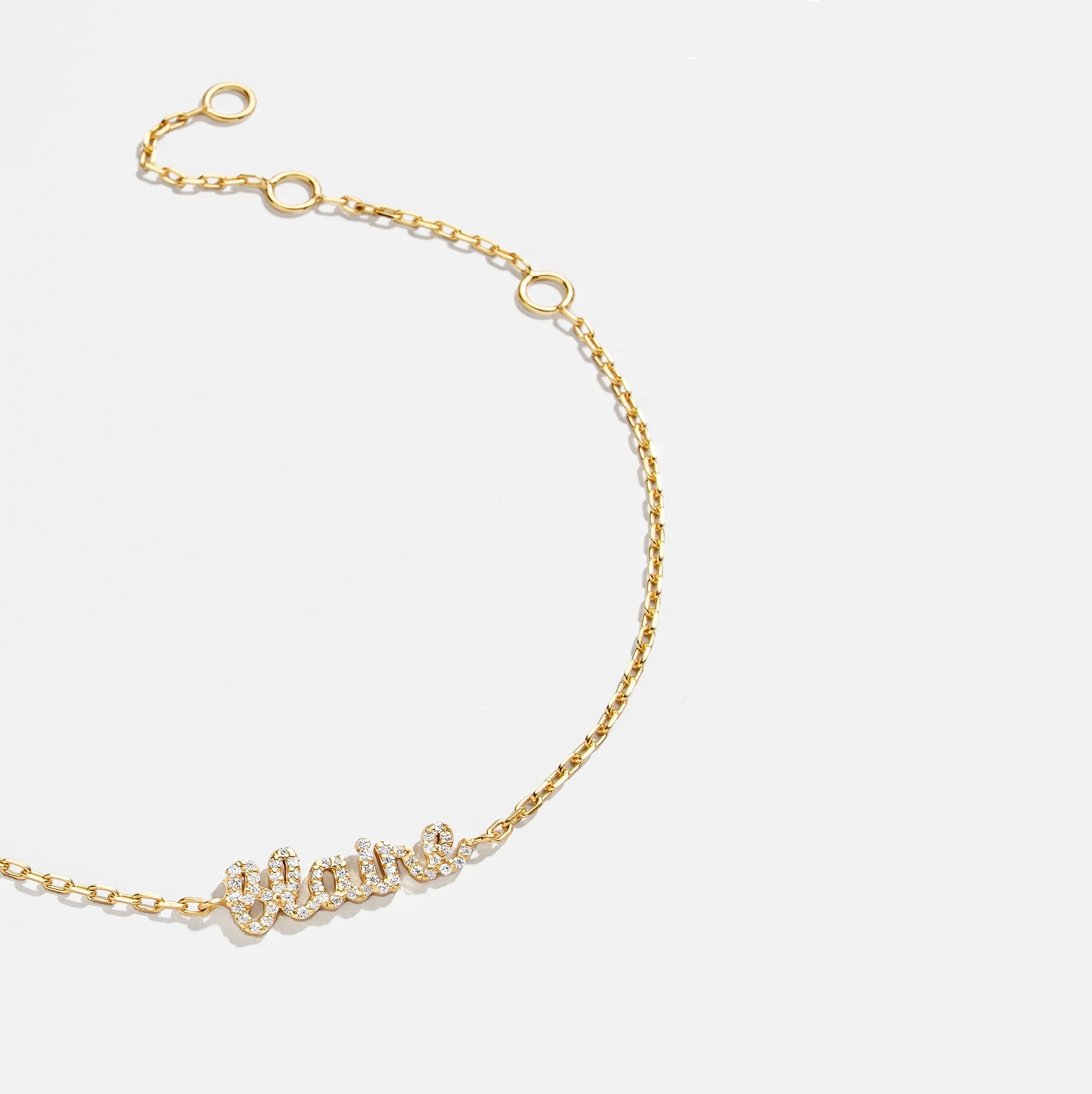 14K Gold Pavé Custom Nameplate Bracelet - 14K Gold. Pavé Cubic Zirconia Stones