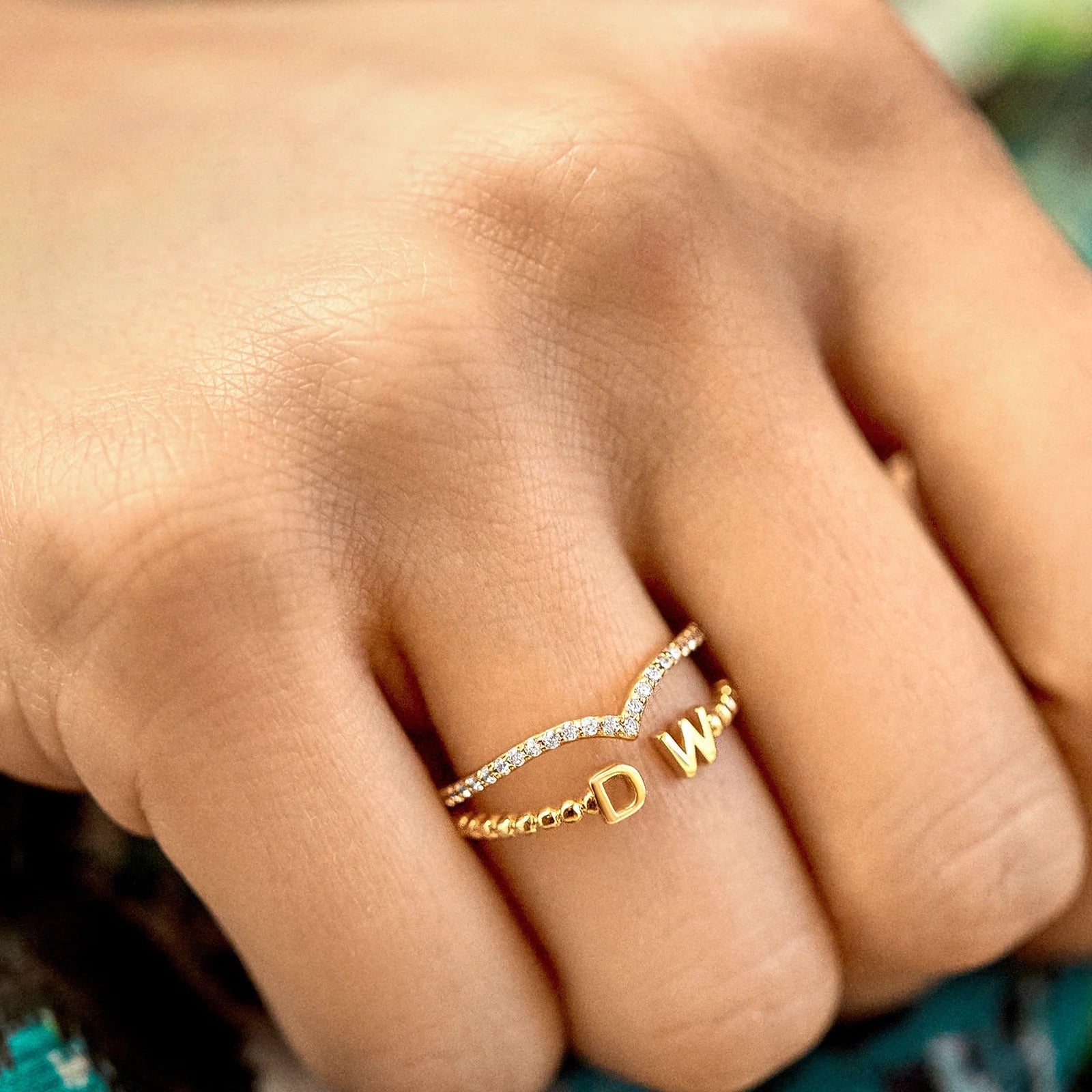 14K Gold Custom Initial Ring - Gold