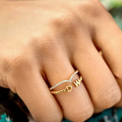 14K Gold Custom Initial Ring - Gold