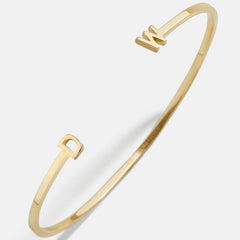 14K Gold Double Initial Custom Cuff Bracelet - Gold/Pavé