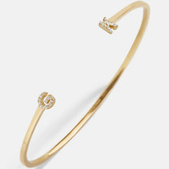 14K Gold Double Initial Custom Cuff Bracelet - Gold/Pavé