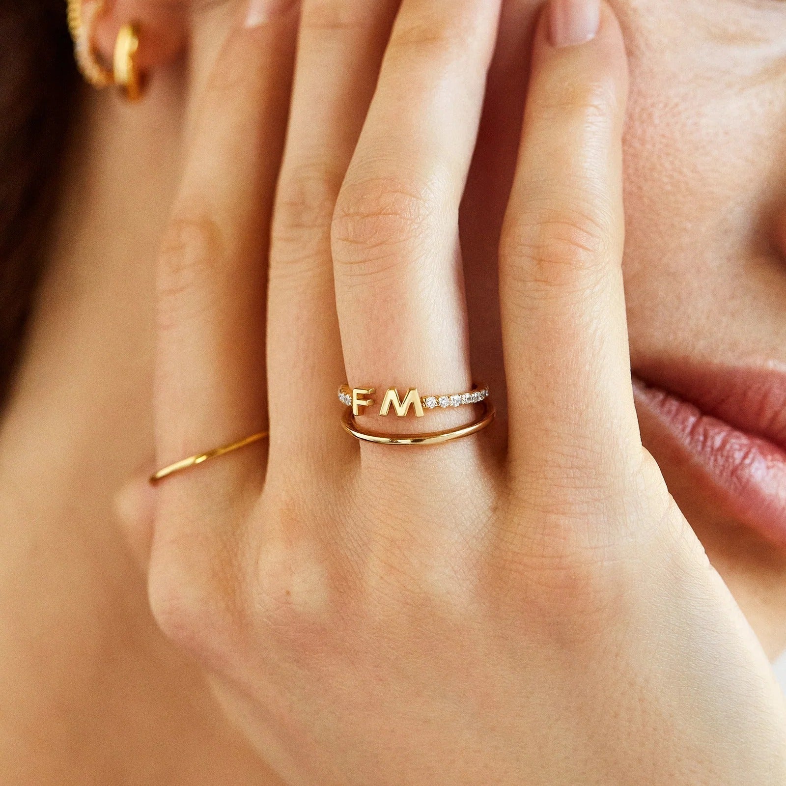 14K Gold Custom Initial Ring - Gold
