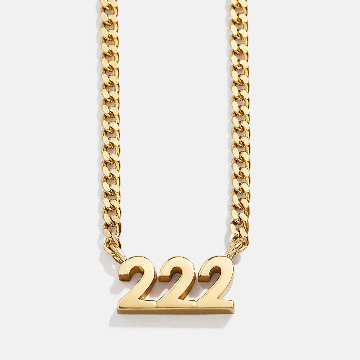 14K Gold Angel Number Custom Nameplate Necklace - Gold