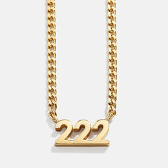 14K Gold Angel Number Custom Nameplate Necklace - Gold