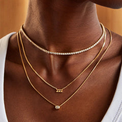 14K Gold Angel Number Custom Nameplate Necklace - Gold