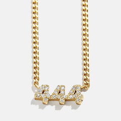 14K Gold Angel Number Custom Nameplate Necklace - Gold