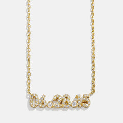 14K Gold Pavé Custom Number Necklace - 14K Gold. Pavé Cubic Zirconia Stones
