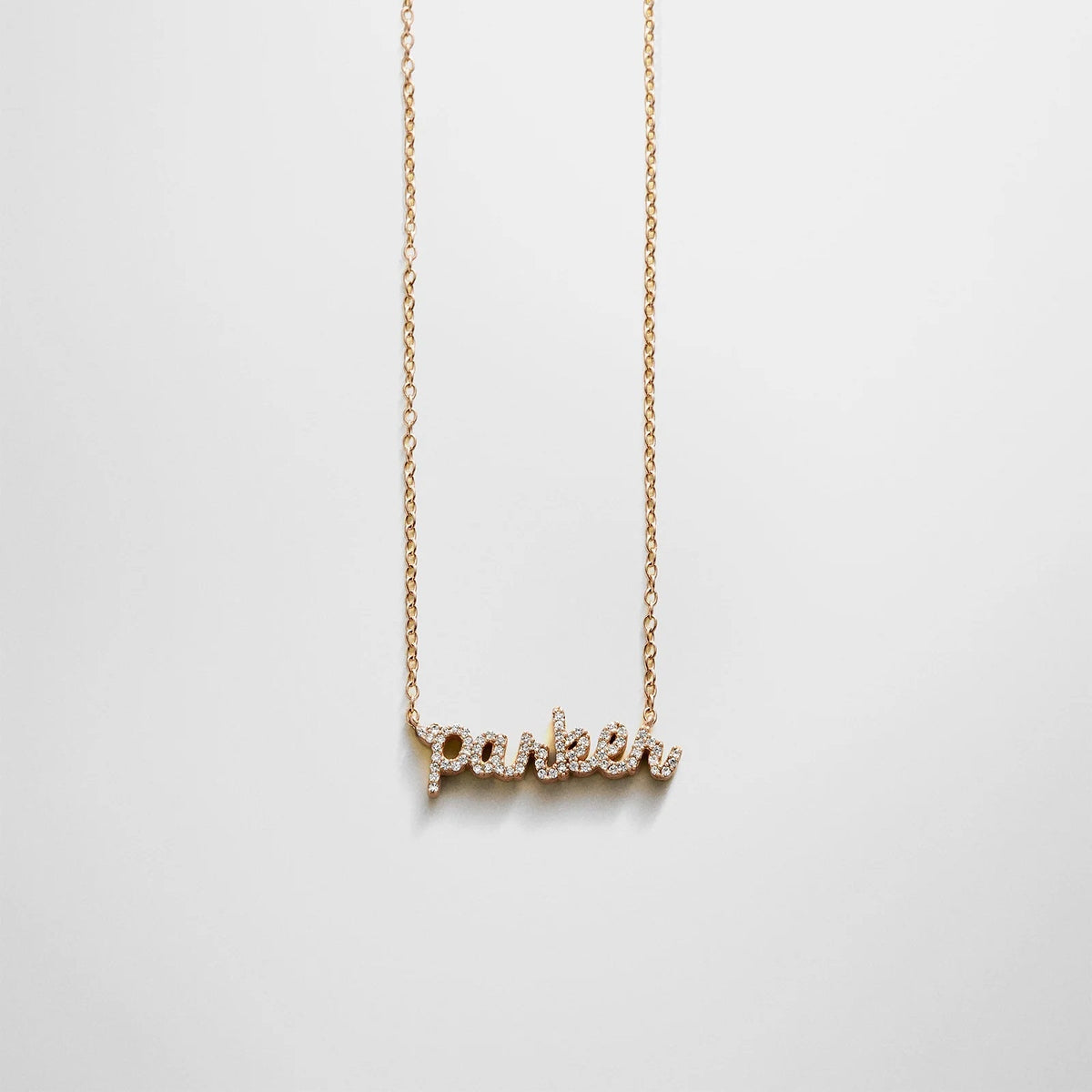 14K Gold Custom Nameplate Necklace - Mini Script