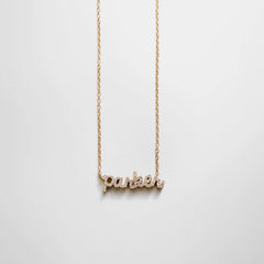 14K Gold Custom Nameplate Necklace - Mini Script