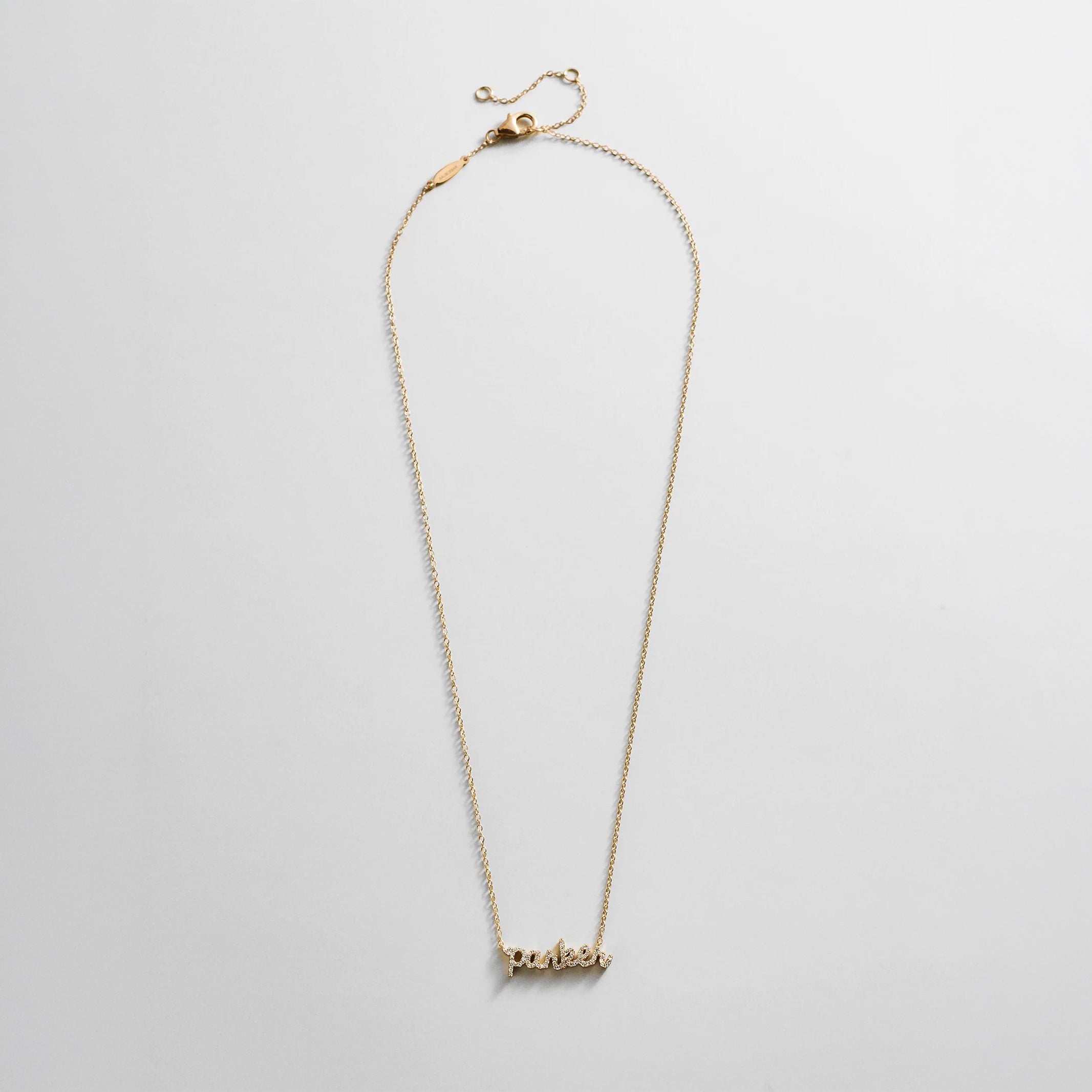 14K Gold Custom Nameplate Necklace - Mini Script