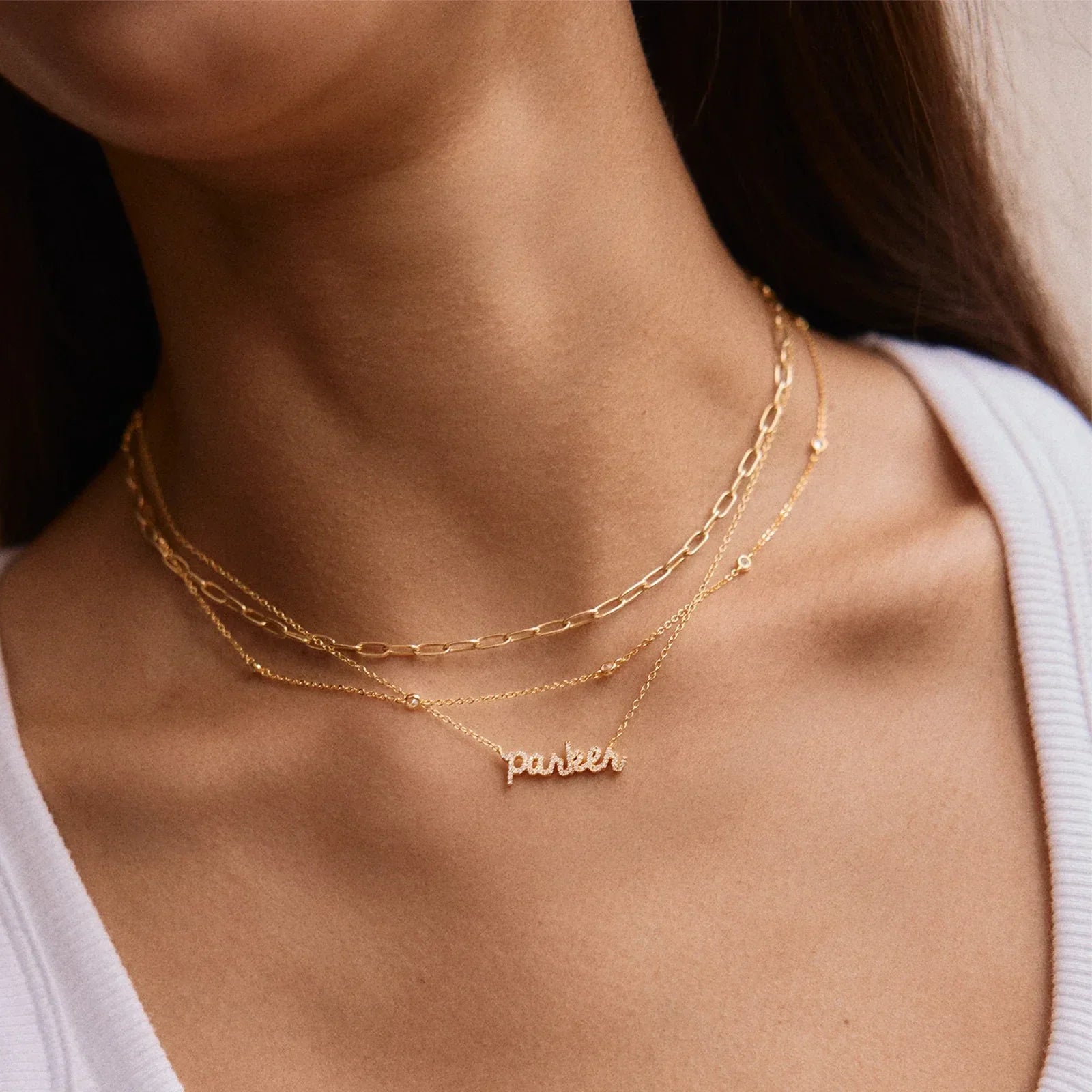14K Gold Custom Nameplate Necklace - Mini Script