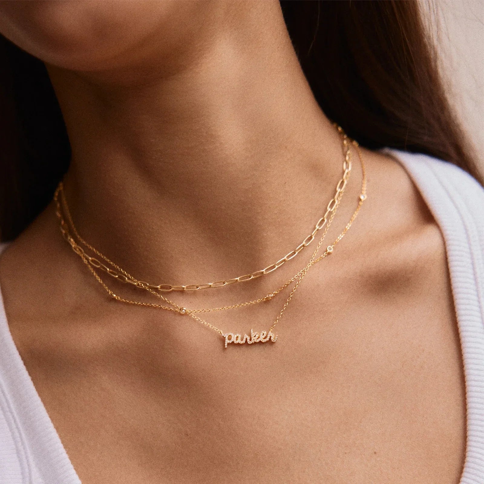 14K Gold Custom Nameplate Necklace - Mini Script