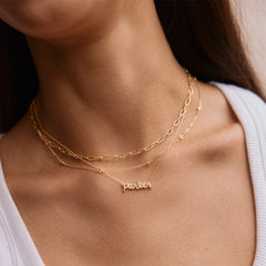 14K Gold Custom Nameplate Necklace - Mini Script